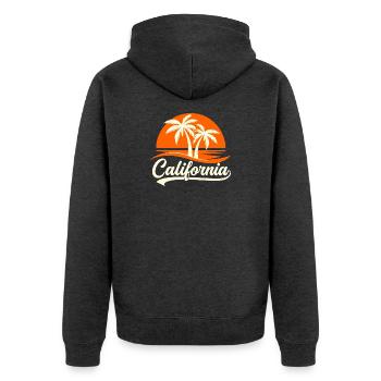Palmiers Crépuscule Californie - Unisex Premium Organic Zip Hoodie - heather anthracite - Back - Nico (187cm)