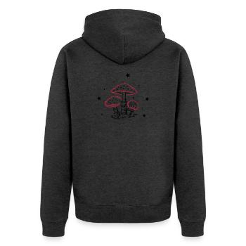 Fly agaric, fungi with stars, mushrooms - Unisex Premium Organic Zip Hoodie - heather anthracite - Back - Nico (187cm)