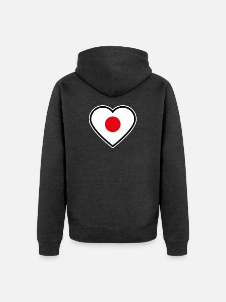 japan flagge herz - Unisex Premium Bio Zip Hoodie - Anthrazit meliert