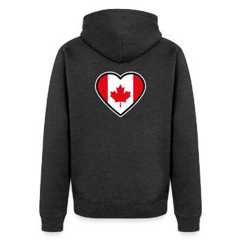 kanada flagge herz - Unisex Premium Bio Zip Hoodie - Anthrazit meliert - Hinten - Nico (187cm)