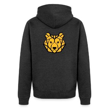 baer symetrisch - Unisex Premium Bio Zip Hoodie - Anthrazit meliert - Hinten - Nico (187cm)