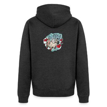 Verrückter Hühnerhaufen - Unisex Premium Bio Zip Hoodie - Anthrazit meliert - Hinten - Nico (187cm)