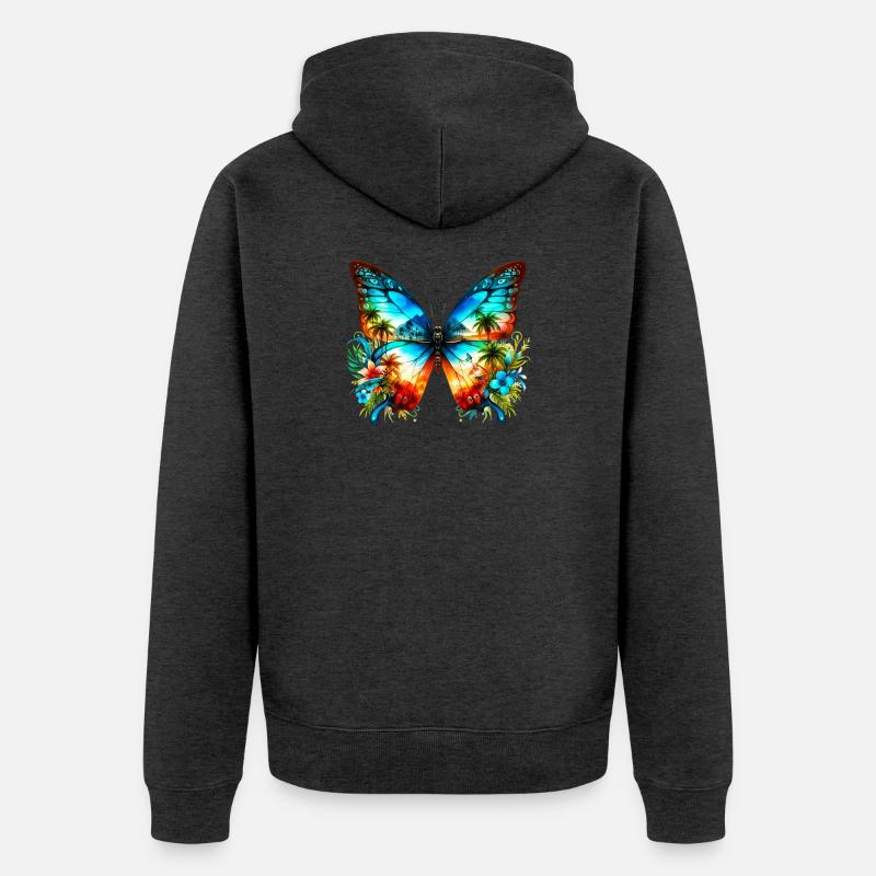 Papillon - Veste à capuche bio Premium Unisexe - anthracite chiné