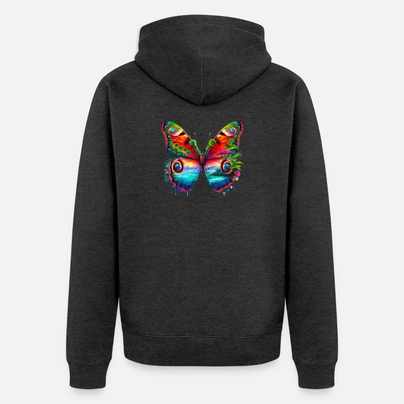 Papillon - Veste à capuche bio Premium Unisexe - anthracite chiné
