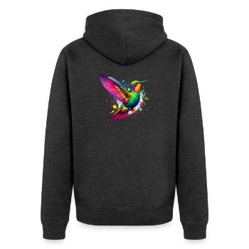 Kolibri - Unisex Premium Bio Zip Hoodie - Anthrazit meliert - Hinten - Nico (187cm)