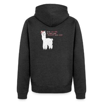 Süßes Alpaka - Unisex Premium Bio Zip Hoodie - Anthrazit meliert - Hinten - Nico (187cm)