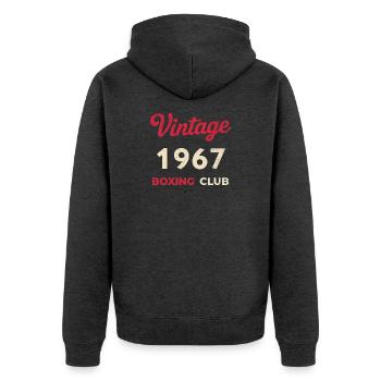 Vintage 1967 – Boxing Club Retro Geburtsjahr - Unisex Premium Bio Zip Hoodie - Anthrazit meliert - Hinten - Nico (187cm)