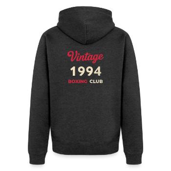 Vintage 1994 – Boxing Club Retro Geburtsjahr - Unisex Premium Bio Zip Hoodie - Anthrazit meliert - Hinten - Nico (187cm)