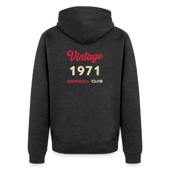 Vintage 1971 – Baseball Club Retro Geburtsjahr - Unisex Premium Bio Zip Hoodie - Anthrazit meliert - Hinten - Nico (187cm)