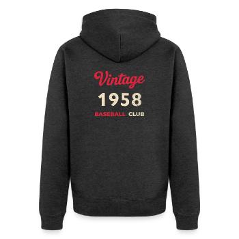 Vintage 1958 – Baseball Club Retro Geburtsjahr - Unisex Premium Bio Zip Hoodie - Anthrazit meliert - Hinten - Nico (187cm)
