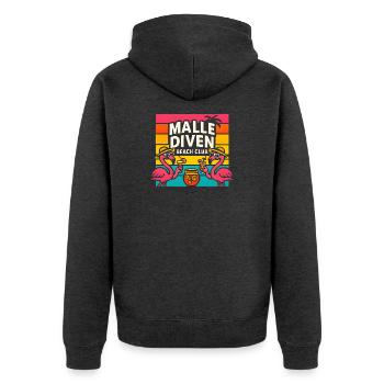 Malle Diven Beach Club Flamingo Mallorca Party - Unisex Premium Organic Zip Hoodie - heather anthracite - Back - Nico (187cm)