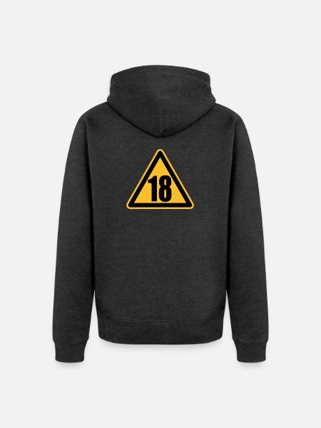Warning 18 | Achtung 18 - Unisex Premium Organic Zip Hoodie - heather anthracite