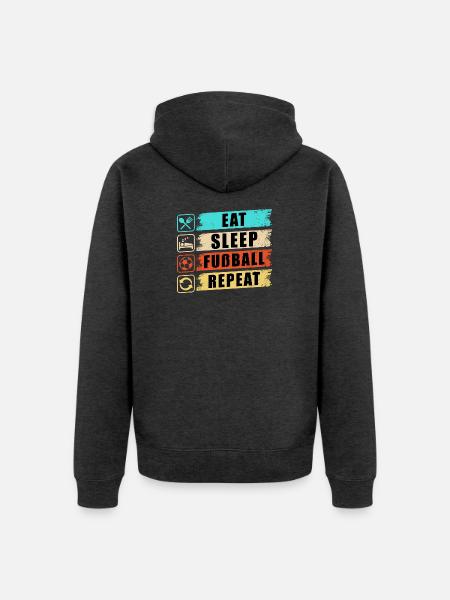Eat Sleep Fußball Repeat - Unisex Premium Bio Zip Hoodie - Anthrazit meliert