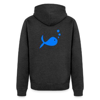SURF. POISSON. PLAGE. MER. OCEAN. HUMOUR. VACANCES - Veste à capuche bio Premium Unisexe - anthracite chiné - Dos - Nico (187cm)