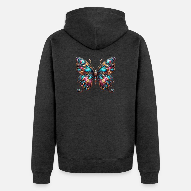 Papillon - Veste à capuche bio Premium Unisexe - anthracite chiné