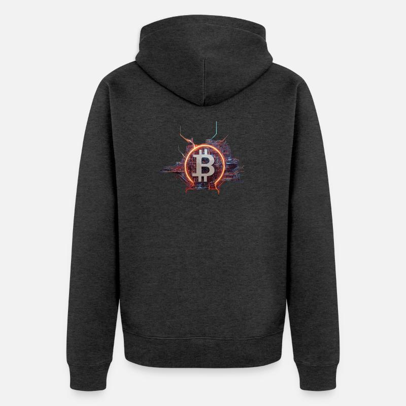 Conception cyber-moderne du Bitcoin - Veste à capuche bio Premium Unisexe - anthracite chiné