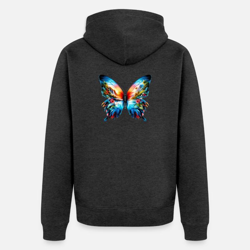 Papillon - Veste à capuche bio Premium Unisexe - anthracite chiné
