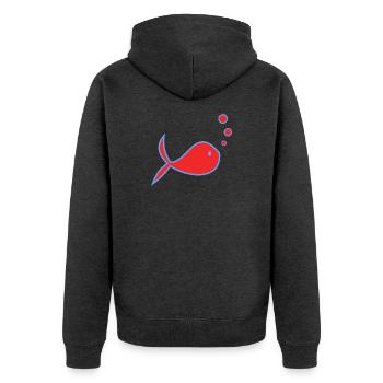 POISSON D'AVRIL. POISSON. SARDINE. ANNIVERSAIRE - Veste à capuche bio Premium Unisexe - anthracite chiné - Dos - Nico (187cm)