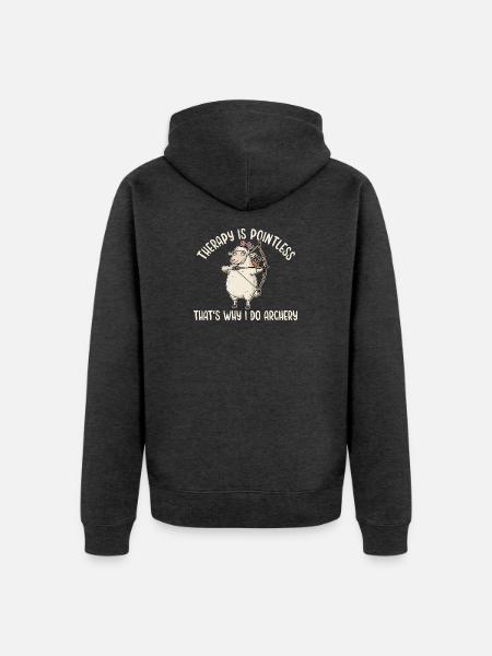 Archery Sheep Therapy Bow And Arrow - Unisex Premium Bio Zip Hoodie - Anthrazit meliert