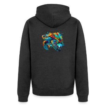 Turtle - Unisex Premium Organic Zip Hoodie - heather anthracite - Back - Nico (187cm)