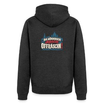 Da gönndsch misch offräschn! – Dresden - Unisex Premium Bio Zip Hoodie - Anthrazit meliert - Hinten - Nico (187cm)