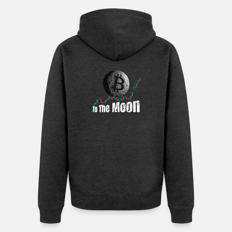 Bitcoin jusqu’à la Lune - Veste à capuche bio Premium Unisexe - anthracite chiné