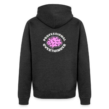 Logo drôle d’anxiété drôle et sombre de la réflexion professionnelle - Veste à capuche bio Premium Unisexe - anthracite chiné - Dos - Nico (187cm)