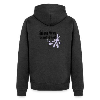 Möwen Scheiß drauf--3 - Unisex Premium Bio Zip Hoodie - Anthrazit meliert - Hinten - Nico (187cm)