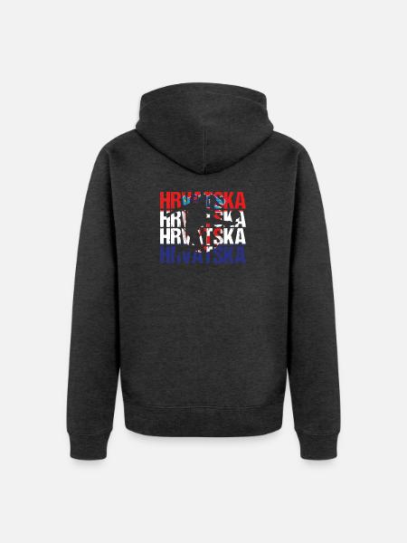 Hrvatska Kroatien Fußball - Unisex Premium Bio Zip Hoodie - Anthrazit meliert
