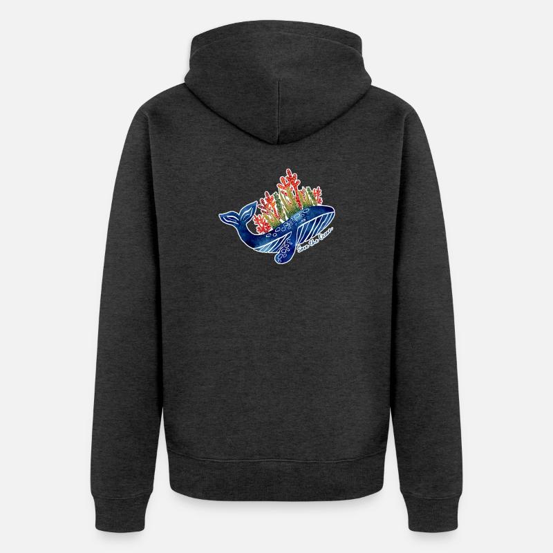Illustration de baleine avec du corail | Protéger la mer - Veste à capuche bio Premium Unisexe - anthracite chiné