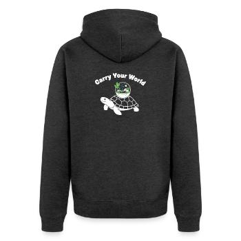 Glass Dome Turtle World in Shell - Unisex Premium Organic Zip Hoodie - heather anthracite - Back - Nico (187cm)