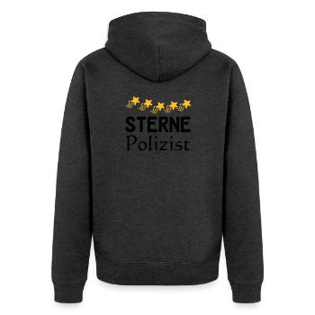 Sterne Polizist Geschenk - Unisex Premium Bio Zip Hoodie - Anthrazit meliert - Hinten - Nico (187cm)
