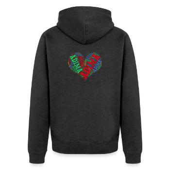 t-shirt Adima heart word cloud text art collage - Unisex Premium Organic Zip Hoodie - heather anthracite - Back - Nico (187cm)