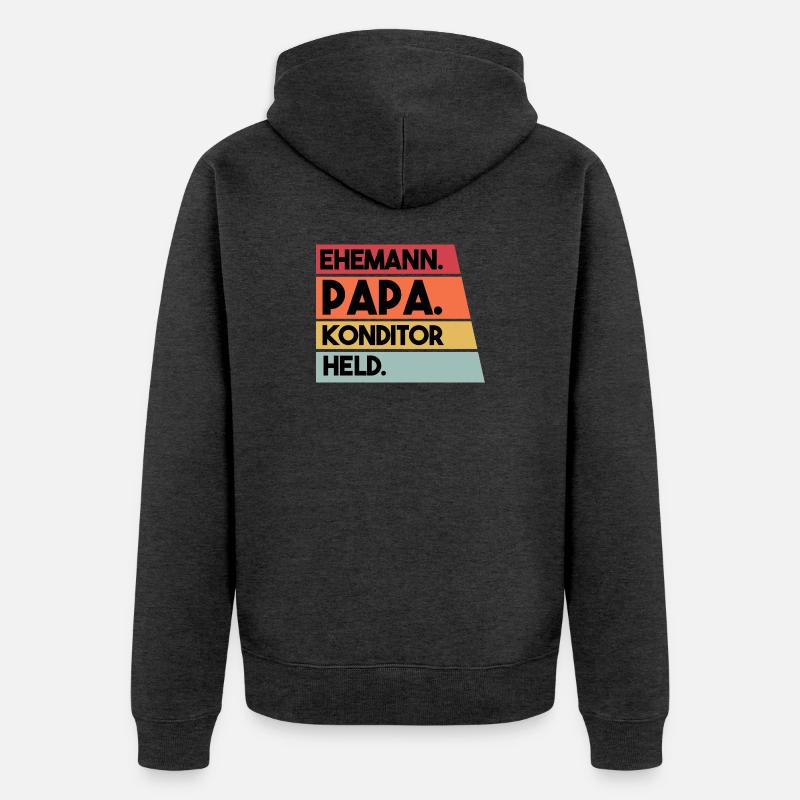Ehemann Papa Konditor Held - Unisex Premium Bio Zip Hoodie - Anthrazit meliert