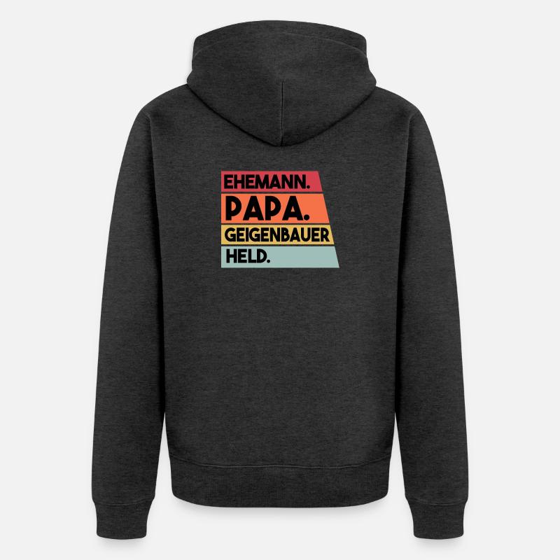 Ehemann Papa Geigenbauer Held - Unisex Premium Bio Zip Hoodie - Anthrazit meliert