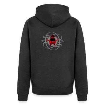 Mehr Pirat geht nicht! - Unisex Premium Bio Zip Hoodie - Anthrazit meliert - Hinten - Nico (187cm)