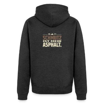Schmutz Ist Mein Asphalt - Unisex Premium Bio Zip Hoodie - Anthrazit meliert - Hinten - Nico (187cm)