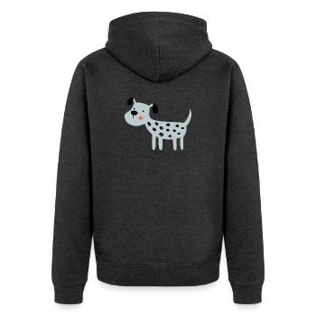 hellblauer Hund - Unisex Premium Bio Zip Hoodie - Anthrazit meliert - Hinten - Nico (187cm)