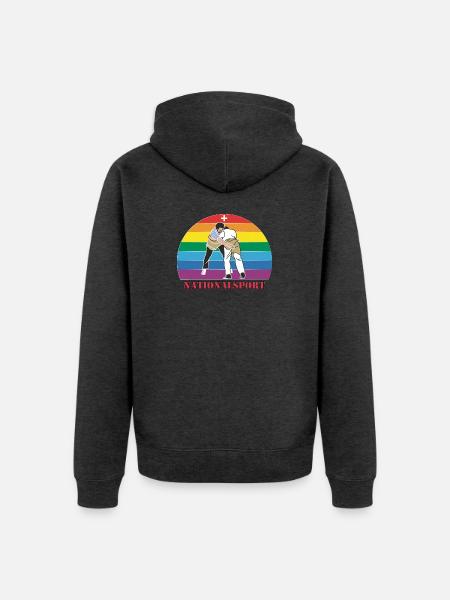 Schweizer Schwinger Schwingen im Vintage  Design - Unisex Premium Bio Zip Hoodie - Anthrazit meliert
