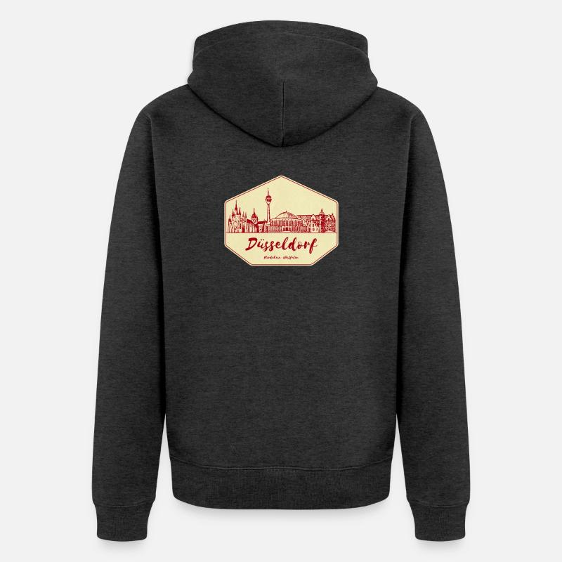 Badge Skyline de Düsseldorf - Veste à capuche bio Premium Unisexe - anthracite chiné
