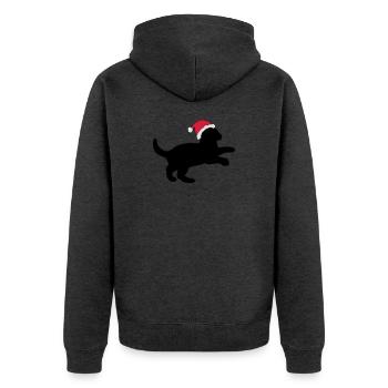 Chaton dans un chapeau de Noël. - Veste à capuche bio Premium Unisexe - anthracite chiné - Dos - Nico (187cm)