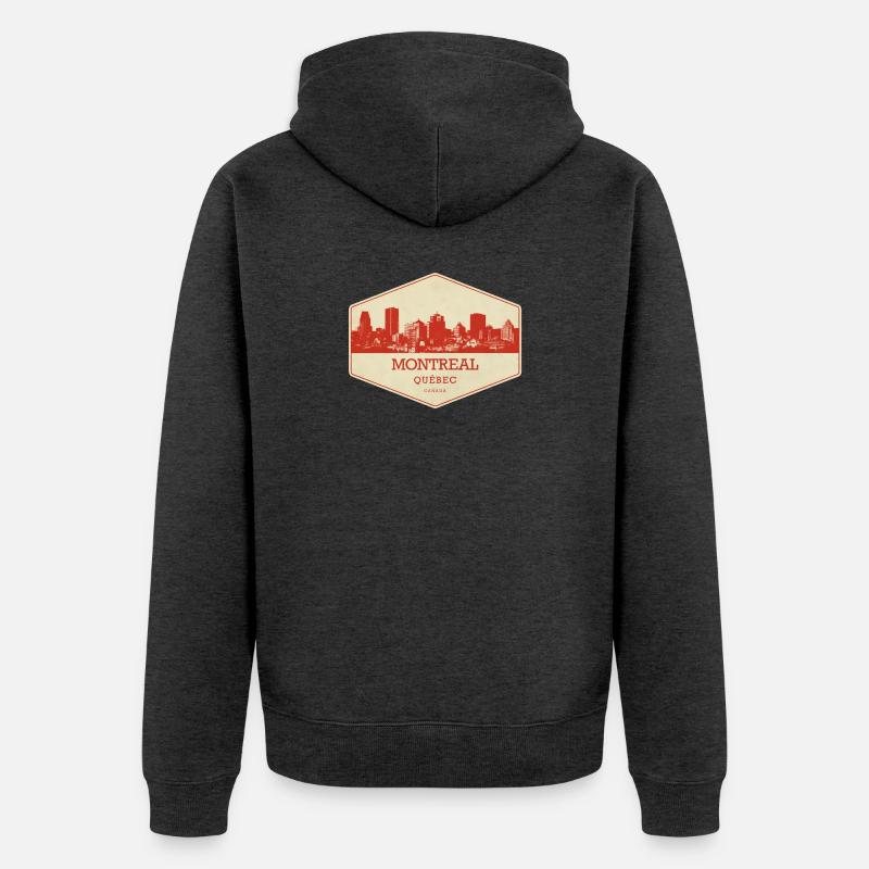Sceau rétro de la Skyline de Montréal - Veste à capuche bio Premium Unisexe - anthracite chiné