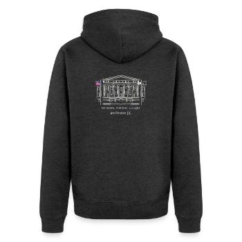 Washington D.C., National portrait gallery, USA - Unisex Premium Bio Zip Hoodie - Anthrazit meliert - Hinten - Nico (187cm)