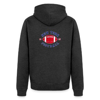 Emblème vintage du football de New York - Veste à capuche bio Premium Unisexe - anthracite chiné - Dos - Nico (187cm)