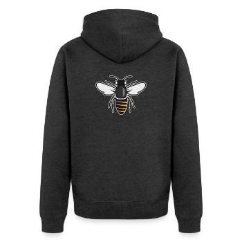 Stilisierte Biene - Insektenmotiv im Patch-Stil - Unisex Premium Bio Zip Hoodie - Anthrazit meliert - Hinten - Nico (187cm)