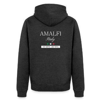 Amalfi Italien Souvenir – Reise minimalistisch - Unisex Premium Bio Zip Hoodie - Anthrazit meliert - Hinten - Nico (187cm)