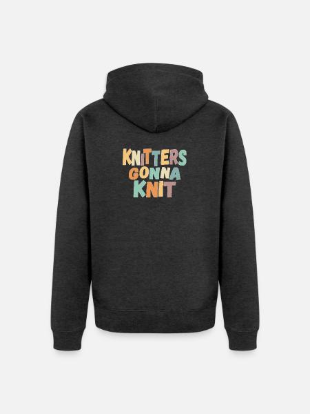 Stricken - Knitters gonna knit - Unisex Premium Bio Zip Hoodie - Anthrazit meliert