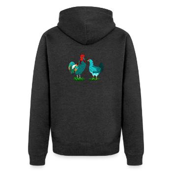 Illustration de poulets colorés pour les fans de la nature - Veste à capuche bio Premium Unisexe - anthracite chiné - Dos - Nico (187cm)