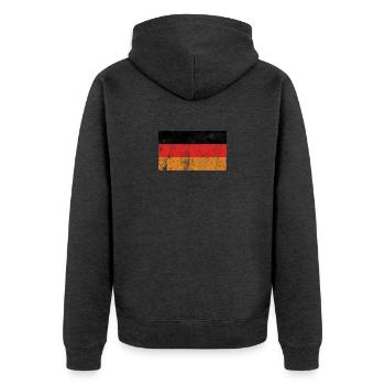 Flagge Deutschland Fahne Grunge Retro Vintage - Unisex Premium Bio Zip Hoodie - Anthrazit meliert - Hinten - Nico (187cm)