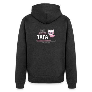 bientôt super tata chaton - Veste à capuche bio Premium Unisexe - anthracite chiné - Dos - Nico (187cm)
